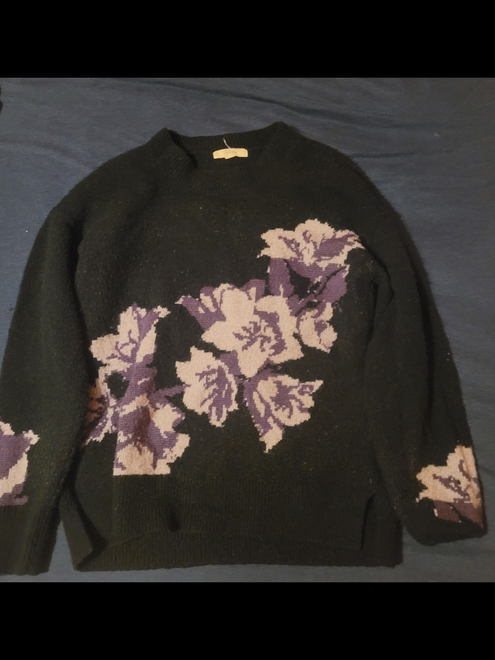Peyton Primrose Vintage Black Floral Knit Sweater